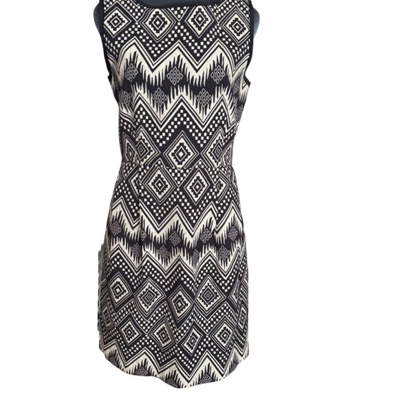 J.Crew Geometric Print Sleeveless Dress Size 8 Black & White - Picture 1 of 8